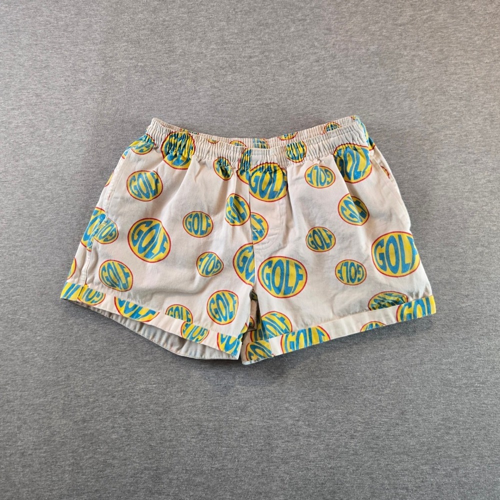 Golf Wang Fish Eye Shorts Mens M Cream Logo All Over Print Cotton Streetwear